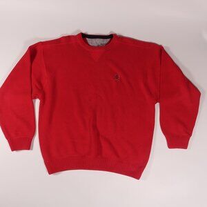 VTG Tommy Hilfiger Men's Large Red Cotton Crewneck Sweater Flag Logo 90s